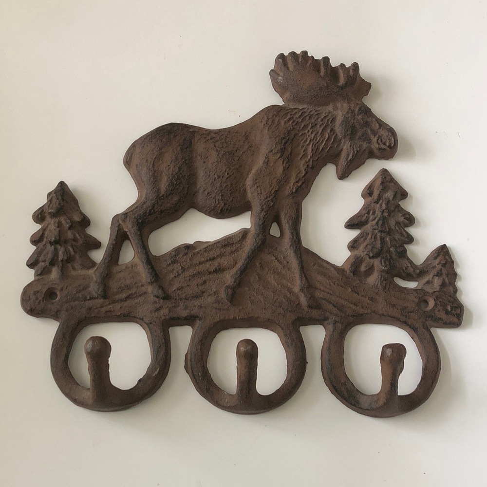 Cast iron Brown Moose Wall Hook Rack - Decorative Home Wall Decor